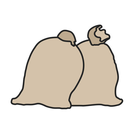 Bag of flour vector icon.Color vector logo isolated on white background Bag of flour.のイラスト素材