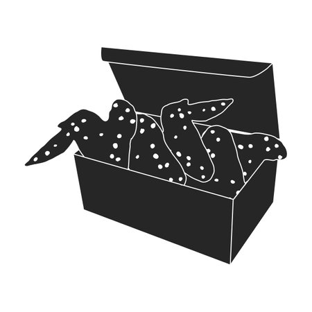 Fried chicken isolated black icon. Vector illustration crispy wing on white background. Vector black icons fried chicken .のイラスト素材