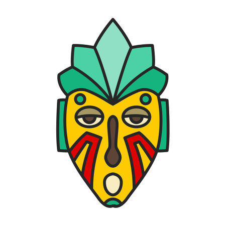 African mask vector icon.Color vector logo isolated on white background african mask.のイラスト素材