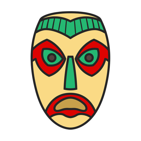 African mask vector icon.Color vector logo isolated on white background african mask.のイラスト素材
