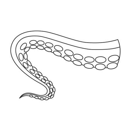 Tentacle of octopus vector outline icon. Vector illustration octopus on white background. Isolated outline illustration logo of tentacle.のイラスト素材
