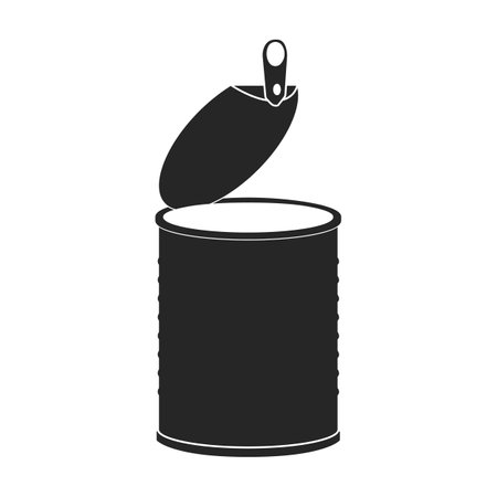 Metal can vector icon.Black vector logo isolated on white background metal can.のイラスト素材