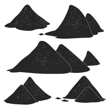Pile of sand vector black set icon. Vector illustration sandy mound on white background. Isolated black set icons pile of sand.のイラスト素材