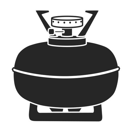 Camping stove vector black icon. Vector illustration furnace travel on white background. Isolated black illustration icons of camping stove.のイラスト素材
