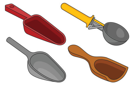 Scoop isolated color set icon. Vector illustration measuring serving on white background.Color set icons scoop .のイラスト素材