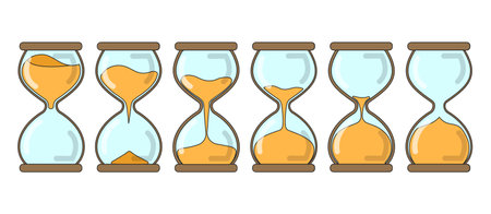 Hourglass vector color set icon. Vector illustration sand clock on white background. Isolated color set icons hour glass.のイラスト素材