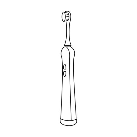 Toothbrush vector outline icon. Vector illustration electric brush on white background. Isolated outline illustration logo of electric toothbrush.のイラスト素材