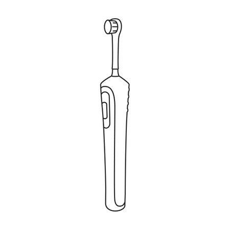 Toothbrush vector outline icon. Vector illustration electric brush on white background. Isolated outline illustration logo of electric toothbrush.のイラスト素材