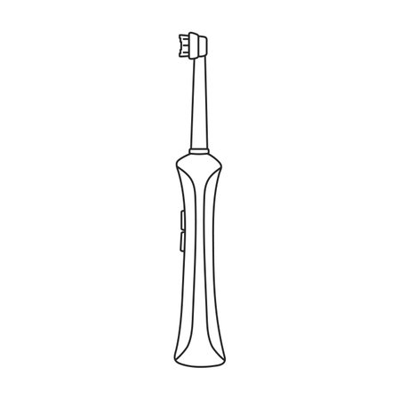 Toothbrush vector outline icon. Vector illustration electric brush on white background. Isolated outline illustration logo of electric toothbrush.のイラスト素材