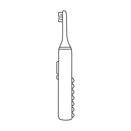 Toothbrush vector outline icon. Vector illustration electric brush on white background. Isolated outline illustration logo of electric toothbrush.のイラスト素材