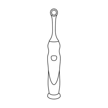 Toothbrush vector outline icon. Vector illustration electric brush on white background. Isolated outline illustration logo of electric toothbrush.のイラスト素材