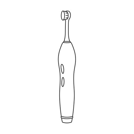 Toothbrush vector outline icon. Vector illustration electric brush on white background. Isolated outline illustration logo of electric toothbrush.のイラスト素材
