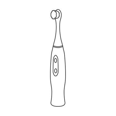 Toothbrush vector outline icon. Vector illustration electric brush on white background. Isolated outline illustration logo of electric toothbrush.のイラスト素材