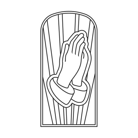 Glass vector outline icon. Vector illustration glass window on white background. Isolated outline illustration logo of window church.のイラスト素材