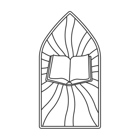 Glass vector outline icon. Vector illustration glass window on white background. Isolated outline illustration logo of window church.のイラスト素材