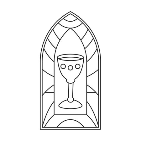 Glass vector outline icon. Vector illustration glass window on white background. Isolated outline illustration logo of window church.のイラスト素材
