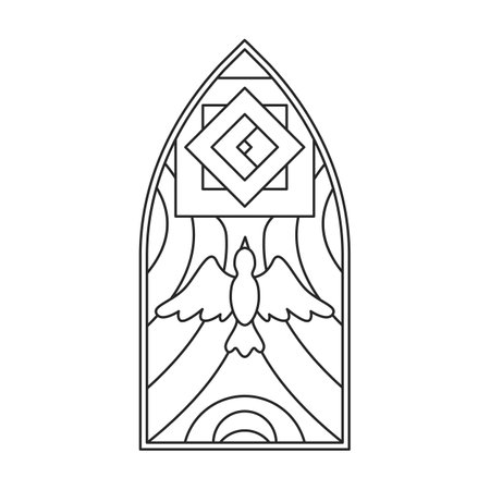 Glass vector outline icon. Vector illustration glass window on white background. Isolated outline illustration logo of window church.のイラスト素材