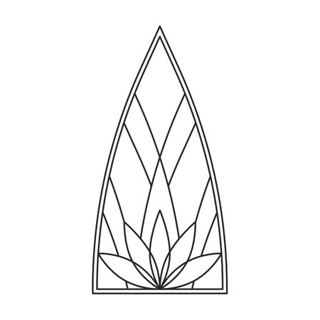 Glass vector outline icon. Vector illustration glass window on white background. Isolated outline illustration logo of window church.のイラスト素材