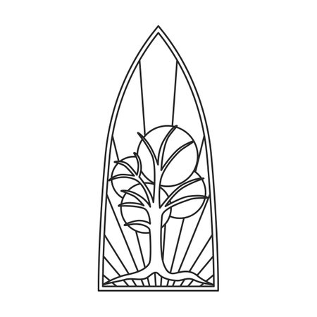 Glass vector outline icon. Vector illustration glass window on white background. Isolated outline illustration logo of window church.のイラスト素材