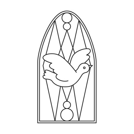 Glass vector outline icon. Vector illustration glass window on white background. Isolated outline illustration logo of window church.のイラスト素材