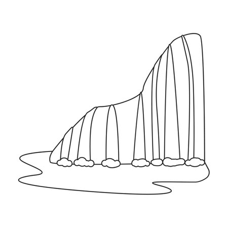 Waterfall vector icon.Outline vector logo isolated on white background waterfall.のイラスト素材