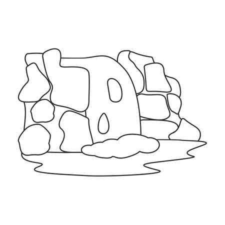 Waterfall vector icon.Outline vector logo isolated on white background waterfall.のイラスト素材