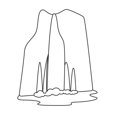 Waterfall vector icon.Outline vector logo isolated on white background waterfall.のイラスト素材