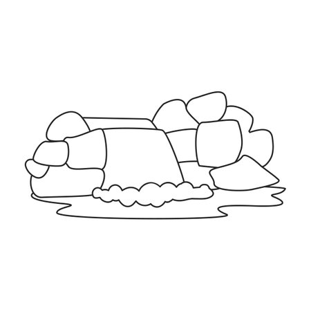 Waterfall vector icon.Outline vector logo isolated on white background waterfall.のイラスト素材