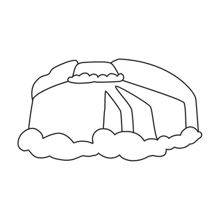 Waterfall vector icon.Outline vector logo isolated on white background waterfall.のイラスト素材