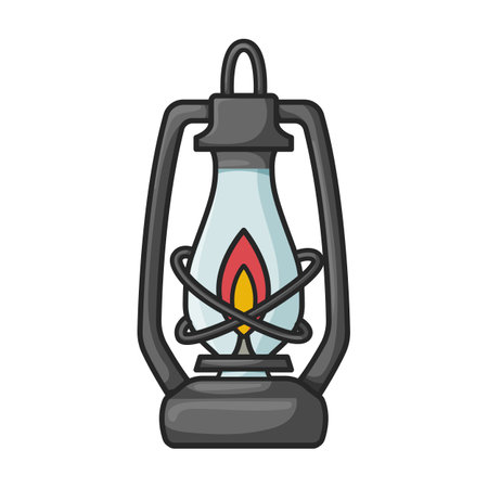 Oil lamp vector icon.Color vector logo isolated on white background oil lamp.のイラスト素材