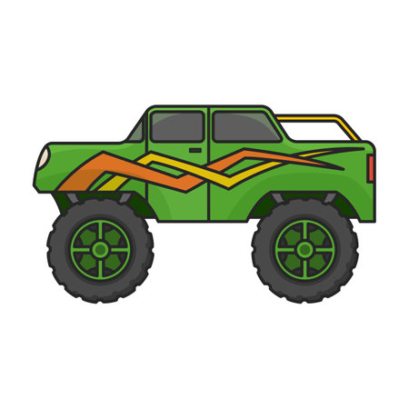 Monster truck vector icon.Color vector logo isolated on white background monster truck.のイラスト素材