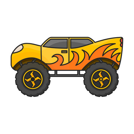Monster truck vector icon.Color vector logo isolated on white background monster truck.のイラスト素材