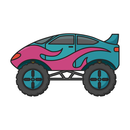Monster truck vector icon.Color vector logo isolated on white background monster truck.のイラスト素材