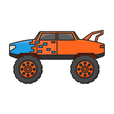 Monster truck vector icon.Color vector logo isolated on white background monster truck.のイラスト素材