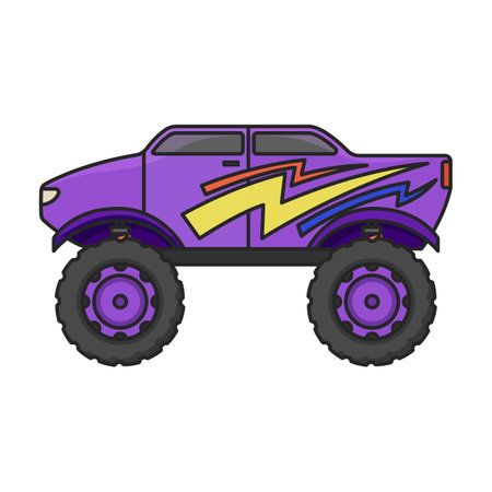 Monster truck vector icon.Color vector logo isolated on white background monster truck.のイラスト素材