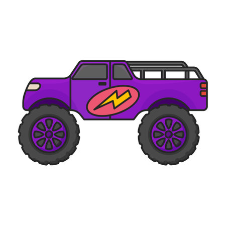 Monster truck vector icon.Color vector logo isolated on white background monster truck.のイラスト素材