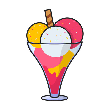 Ice cream in cone vector icon.Color vector logo isolated on white background ice cream in cone.のイラスト素材