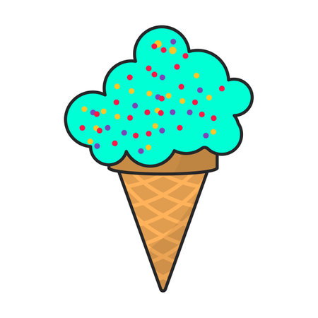 Ice cream in cone vector icon.Color vector logo isolated on white background ice cream in cone.のイラスト素材