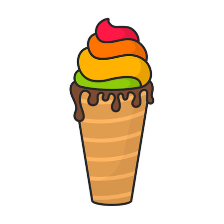 Ice cream in cone vector icon.Color vector logo isolated on white background ice cream in cone.のイラスト素材
