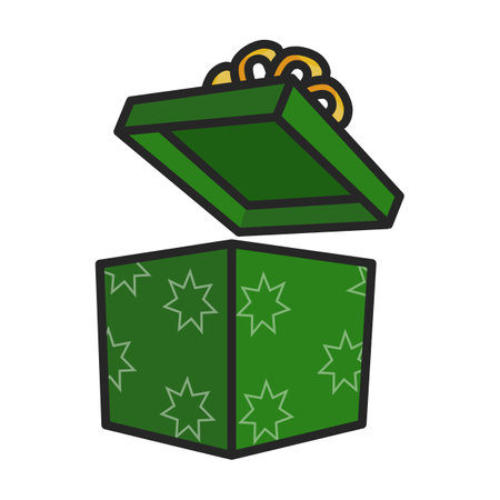 Gift box vector icon.Color vector logo isolated on white background gift box .のイラスト素材