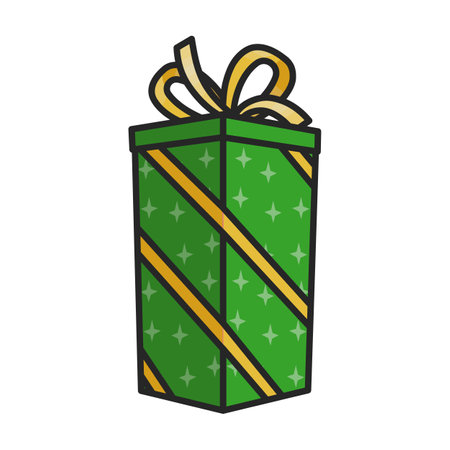 Gift box vector icon.Color vector logo isolated on white background gift box .のイラスト素材