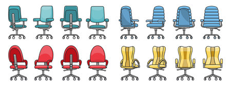 Office chair isolated color icon.Vector illustration interior furniture on white background . Vector color set icons office chair.のイラスト素材