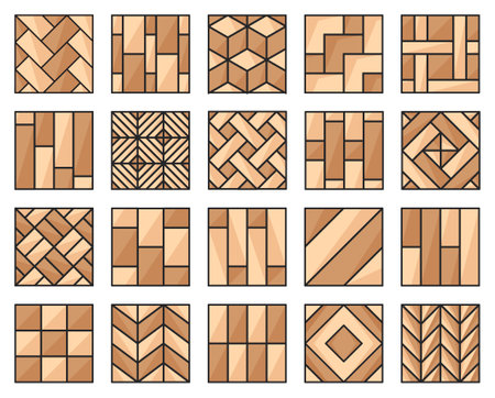 Parquet floor color vector illustration on white background .Wood floor set icons.Vector illustration icon parquet of hardwood for room.のイラスト素材