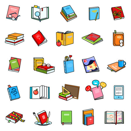 Library books vector color set icon. Vector illustration school literature on white background.Set color icons library book and dictionary.のイラスト素材