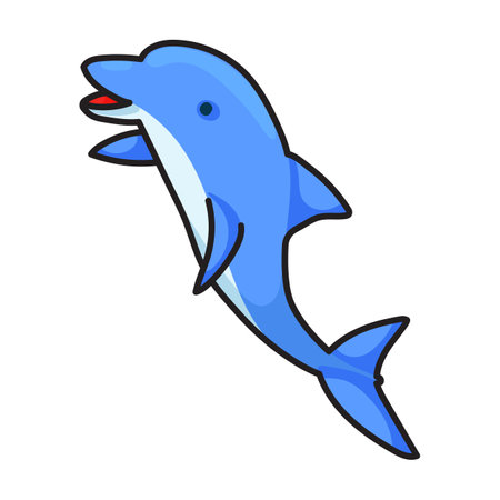 Blue dolphin vector icon.Color vector logo isolated on white background blue dolphin.のイラスト素材