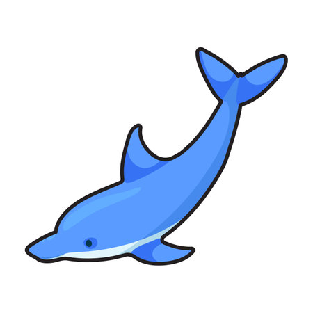 Blue dolphin vector icon.Color vector logo isolated on white background blue dolphin.のイラスト素材
