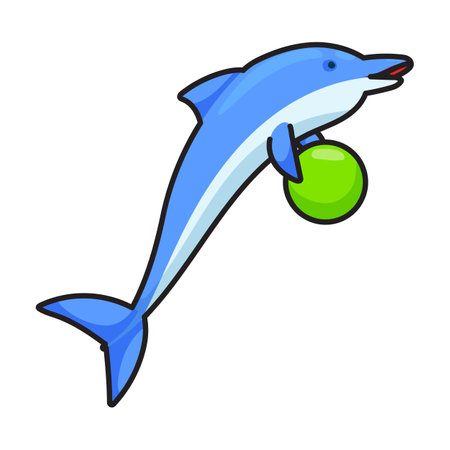 Blue dolphin vector icon.Color vector logo isolated on white background blue dolphin.のイラスト素材