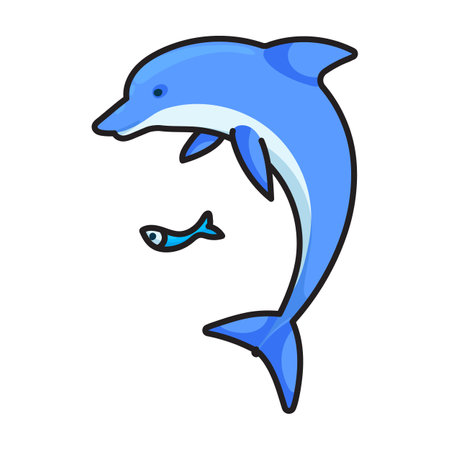 Blue dolphin vector icon.Color vector logo isolated on white background blue dolphin.のイラスト素材