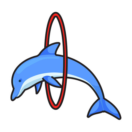 Blue dolphin vector icon.Color vector logo isolated on white background blue dolphin.のイラスト素材