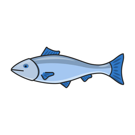 Sea fish vector icon.Color vector logo isolated on white background sea fish.のイラスト素材